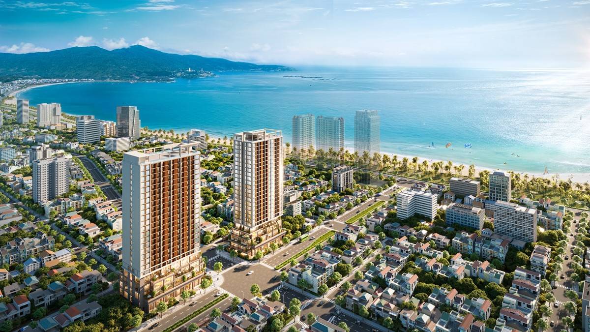 Sun Costa Residence kề biển và nằm giữa các tuyến phố du lịch sầm uất. Ảnh phối cảnh minh họa Sun Property
