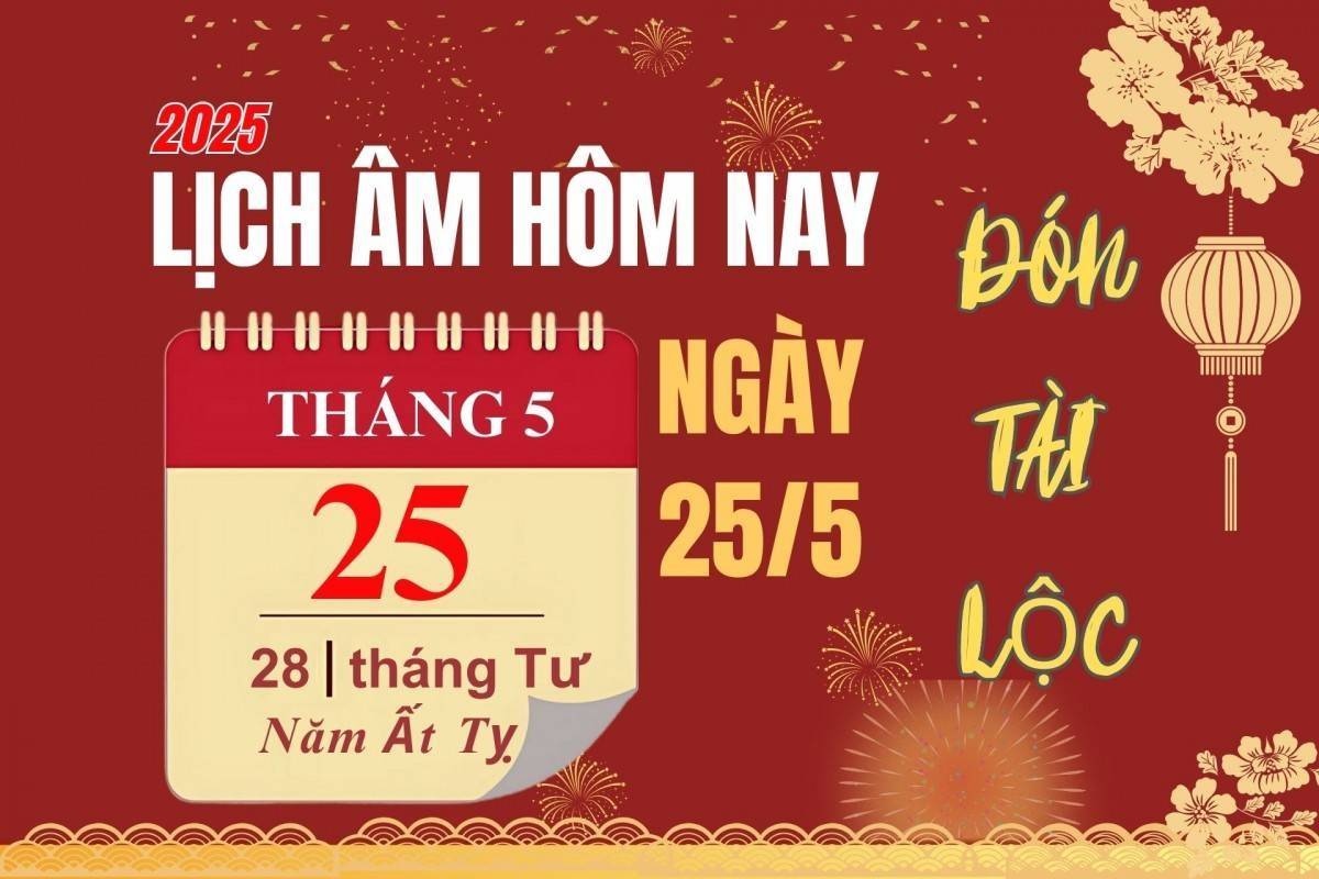 Lịch âm 25/5 - Âm lịch hôm nay chủ Nhật 25/5 chính xác nhất - lịch vạn niên 25/5/2025