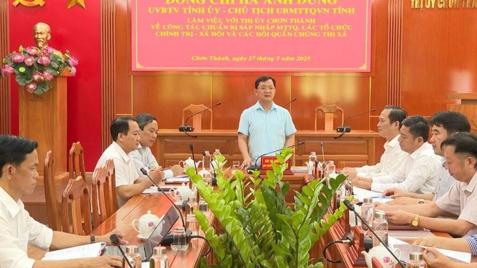Chủ tịch Ủy ban MTTQVN tỉnh Bình Phước làm việc với thị xã Chơn Thành