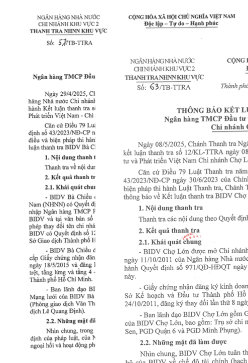 Một số chi nhánh BIDV tại TP. Hồ Chí Minh cơ cấu nợ chưa đúng