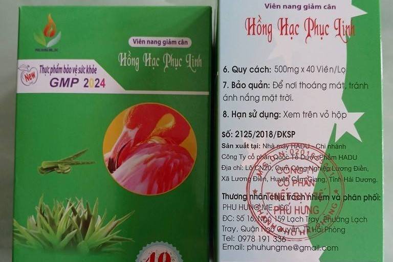 Dược phẩm Hadu không sản xuất Viên giảm cân Hồng Hạc Phục Linh chứa 3 chất cấm?