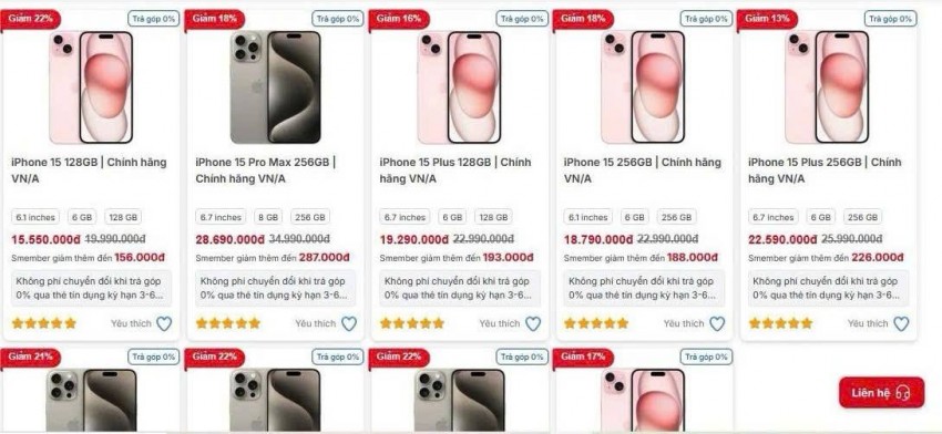 iPhone 15 giảm giá sâu trong tháng 6, áp lực lớn lên thị trường smartphone cao cấp iPhone 15 giảm giá sâu trong tháng 6, áp lực lớn lên thị trường smartphone cao cấp