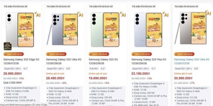 Galaxy S25 giảm giá sốc đầu tháng 6, gây “sốt” thị trường smartphone AI Galaxy S25 giảm giá sốc đầu tháng 6, gây “sốt” thị trường smartphone AI