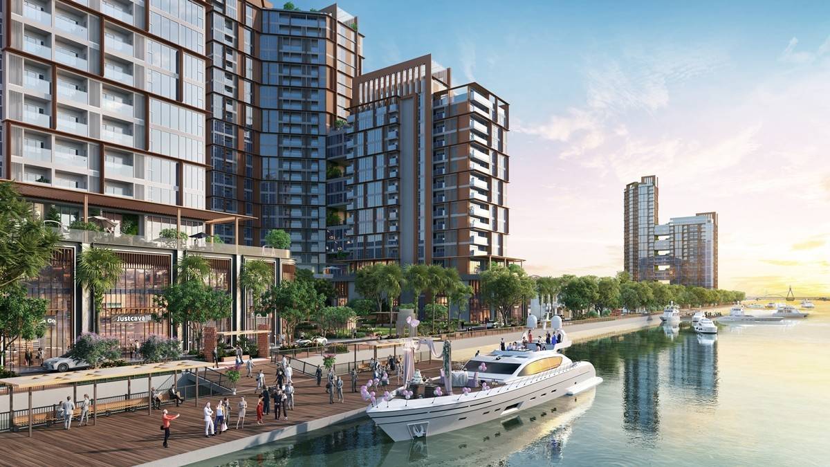 Bến thủy nội khu ngay dưới chân các tòa tháp. Ảnh phối cảnh minh họa Sun Property