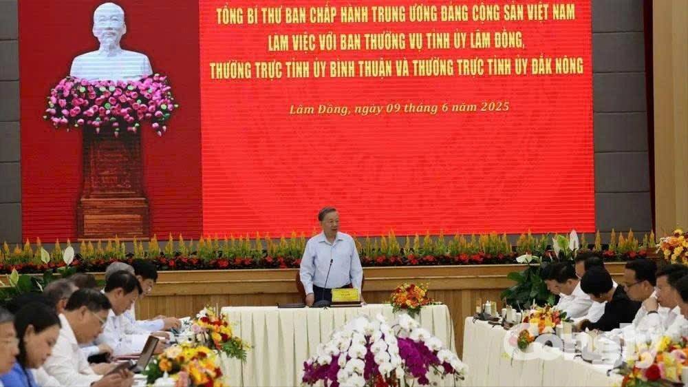 Tổng Bí thư Tô Lâm thảo luận  kế hoạch sáp nhập ba tỉnh Lâm Đồng, Bình Thuận và Đắk Nông