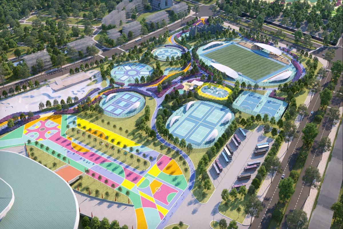 Dự án Khu liên hợp thể thao phía Nam đường Võ Nguyên Giáp. Ảnh phối cảnh minh họa