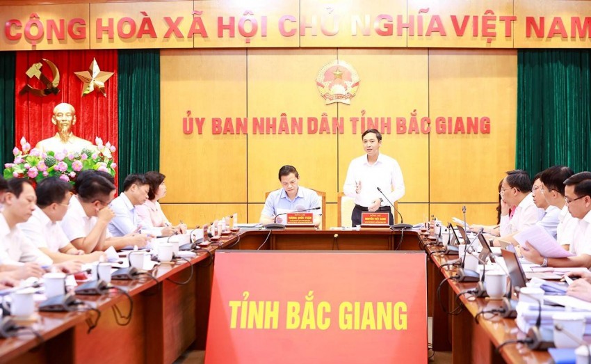 Quang cảnh buổi làm việc. Hai tỉnh Bắc Giang, Bắc Ninh thống nhất công tác sắp xếp, tổ chức bộ máy