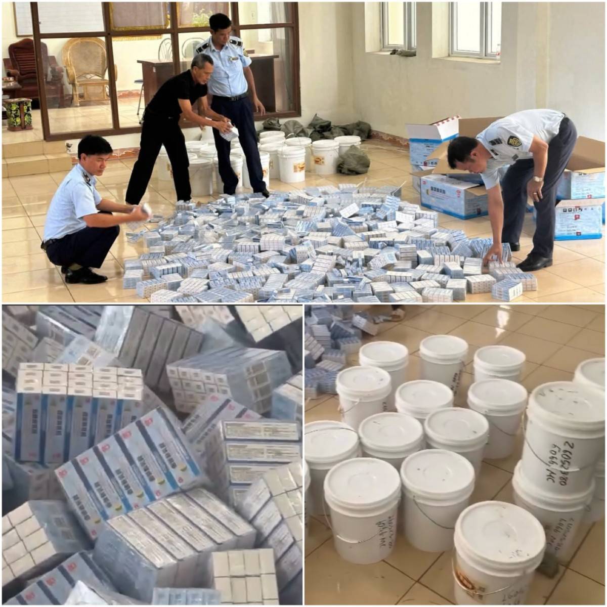 5.400 tuýp thuốc trị ngứa và 400 lít sirô nhập lậu bị thu giữ tại Quảng Ninh