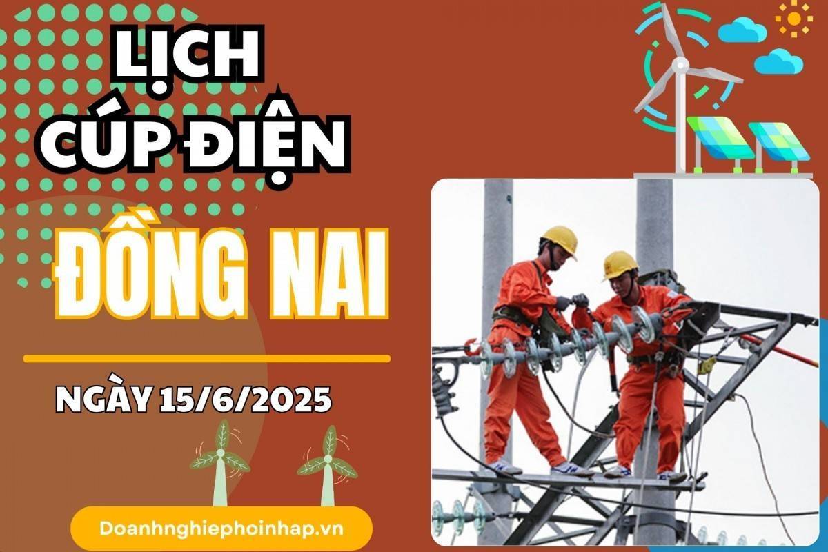 Lịch cúp điện Đồng Nai ngày 15/6/2025 mới nhất hôm nay