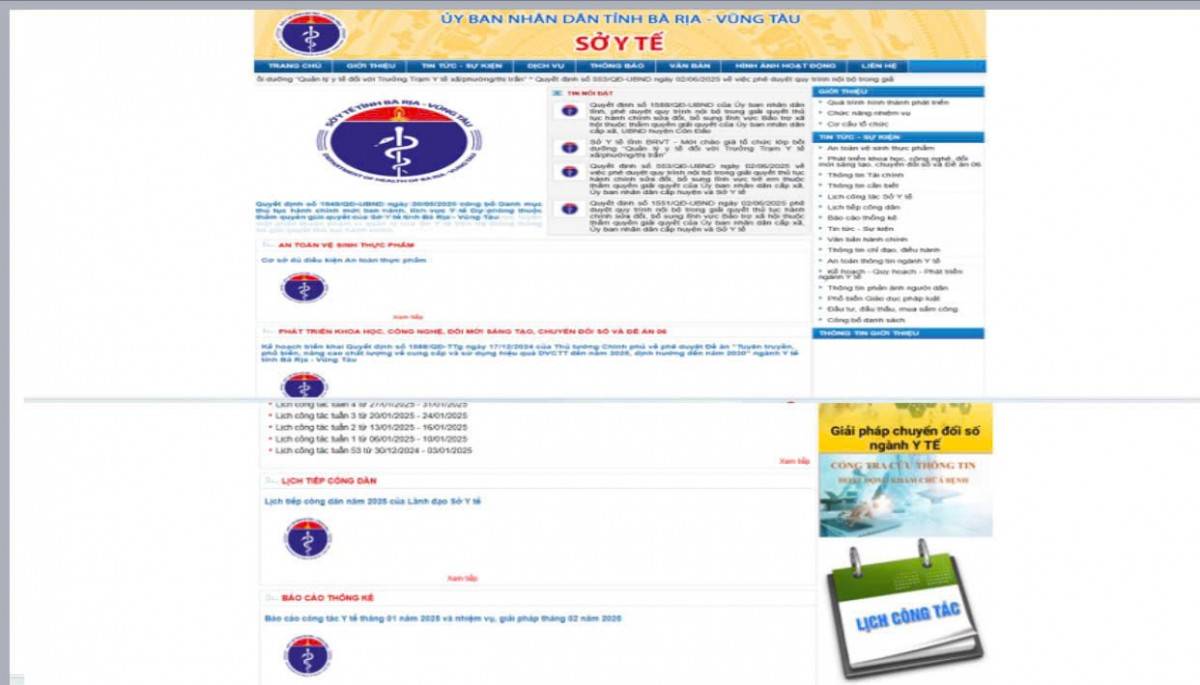 Cổng tra cứu thông tin hoạt động khám chữa bệnh trên Trang thông tin điện tử của Sở tại địa chỉ https://soyte.baria-vungtau.gov.vn