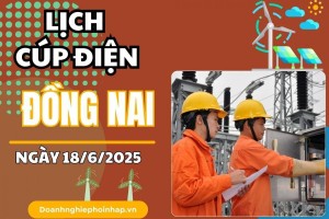 Lịch cúp điện Đồng Nai ngày 18/6/2025 mới nhất hôm nay