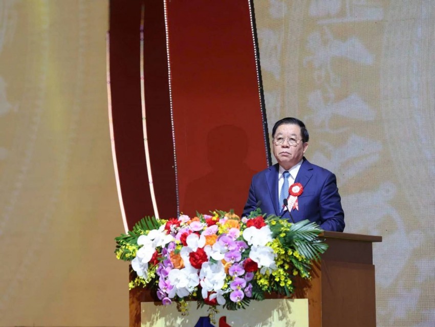 Trưởng Ban Tuyên giáo và Dân vận Trung ương Nguyễn Trọng Nghĩa trình bày diễn văn tại Lễ kỷ niệm.