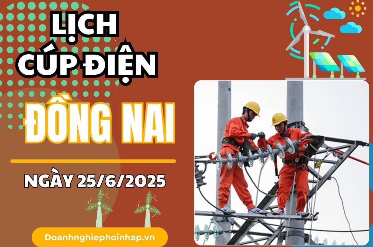 Lịch cúp điện Đồng Nai ngày 25/6/2025 mới nhất hôm nay