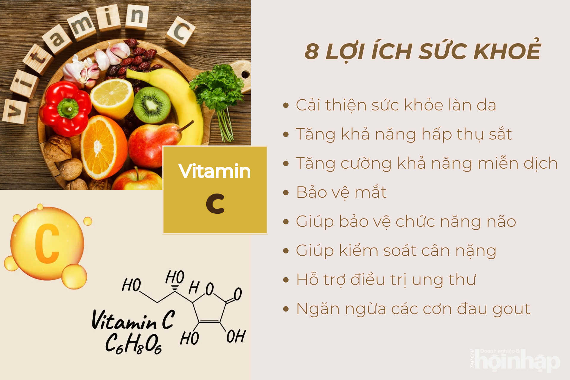 8 lợi ích sức không ngờ của vitamin C với sức khoẻ