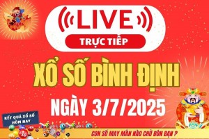 Xổ số Bình Định hôm nay ngày 3/7/2025 - XSBDI 3/7 - Kết quả xổ số Bình Định hôm nay