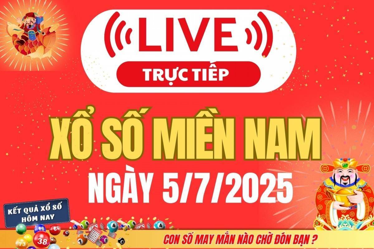 TRỰC TIẾP: Kết quả Xổ số miền Nam hôm nay 5/7/2025 - XSMN 5/7 - XSMN thứ Bảy cập nhật mới nhất