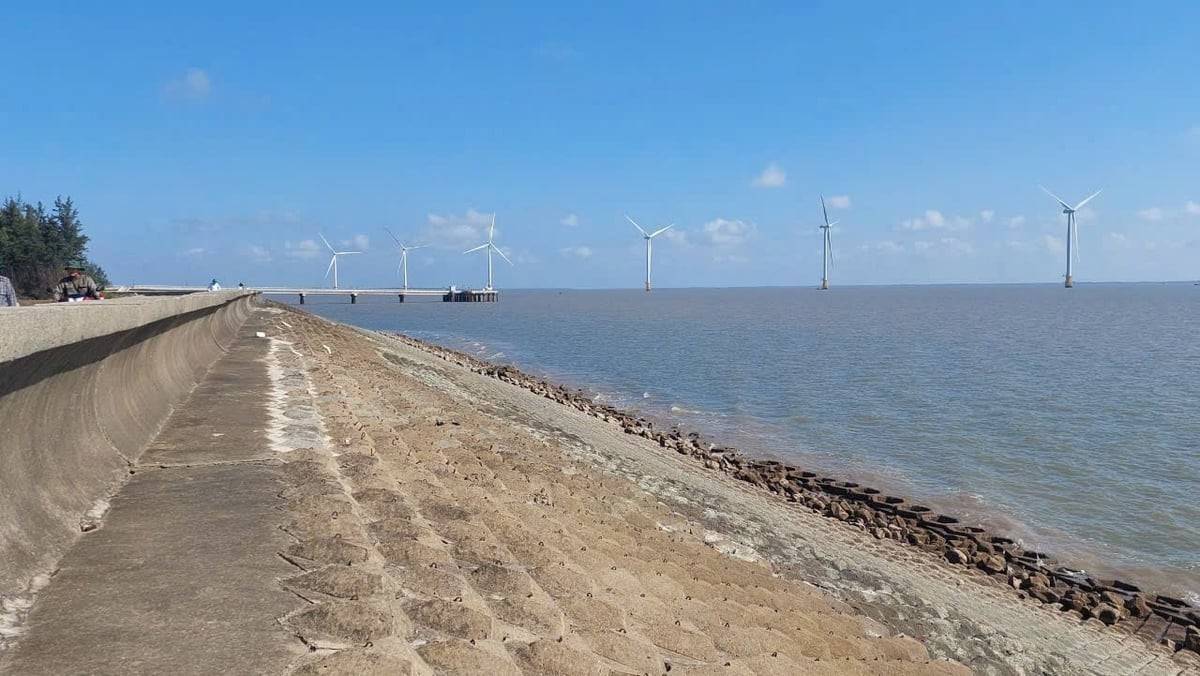 Với lợi thế đường bờ biển dài hơn 100 km, tỉnh Vĩnh Long sau sáp nhập được kỳ vọng sẽ thu hút các dự án đầu tư vào lĩnh vực điện gió và trở thành trung tâm năng lượng xanh của vùng ĐBSCL. Ảnh: Hồ Thảo.