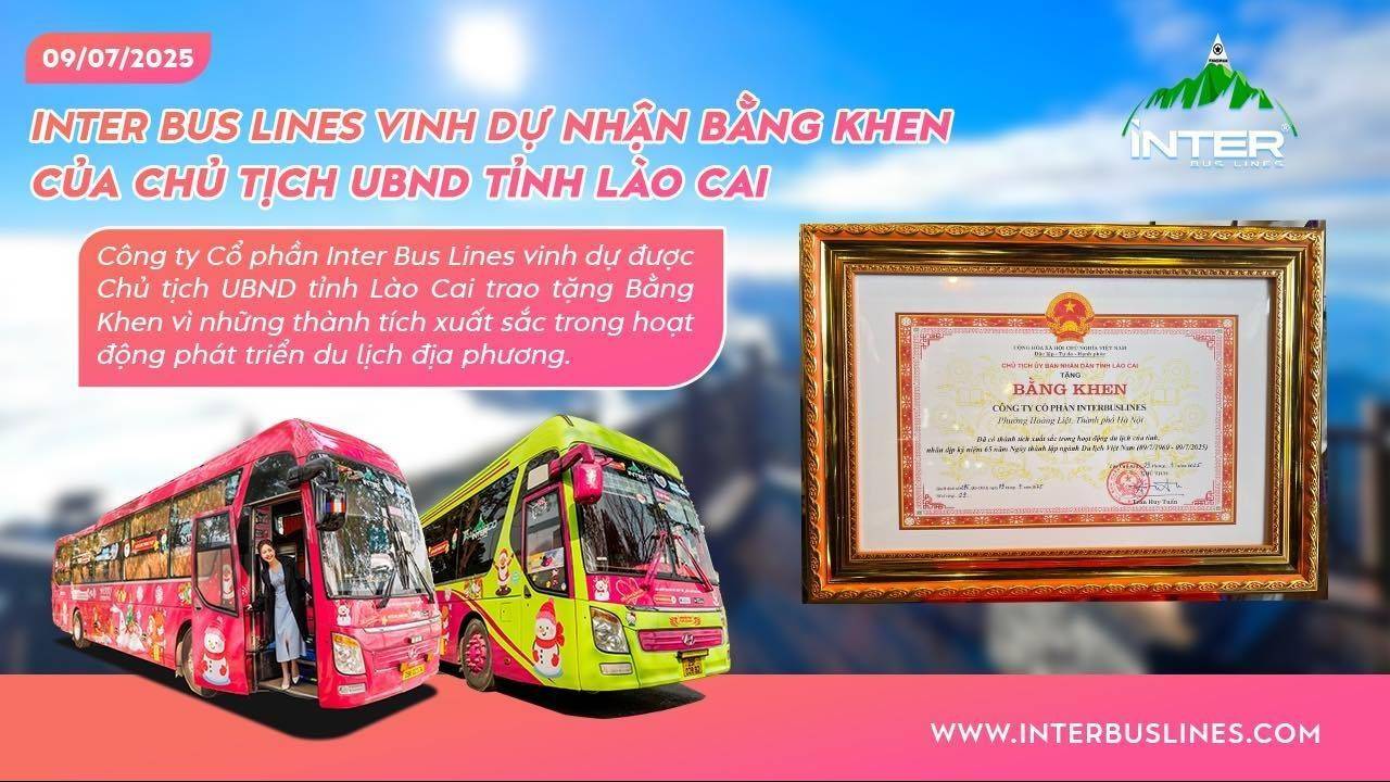 Inter Bus Lines vinh dự đón nhận Bằng khen của Chủ tịch UBND tỉnh Lào Cai