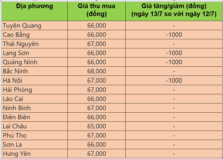 Bảng giá heo hơi tại miền Bắc hôm nay 13/7/2025