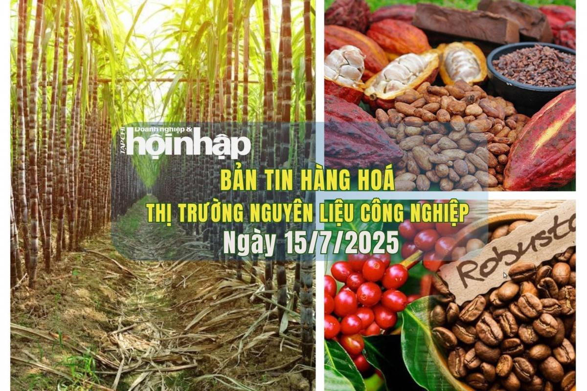 Thị trường nguyên liệu công nghiệp 14/7: Giá cà phê giảm nhẹ, ca cao và đường tăng