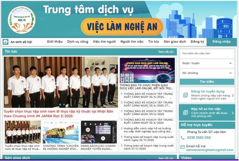 Website của Trung tâm DVVL Nghệ An là địa chỉ hữu ích giúp nhà tuyển dụng và người lao động kết nối cung – cầu