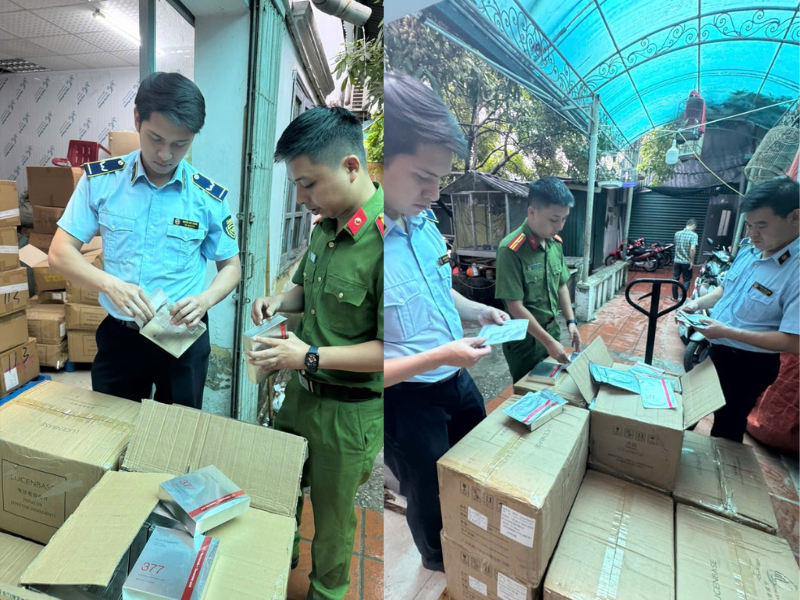 Bắt giữ kho mỹ phẩm có dấu hiệu nhập lậu ở Vĩnh Hưng (Hà Nội)