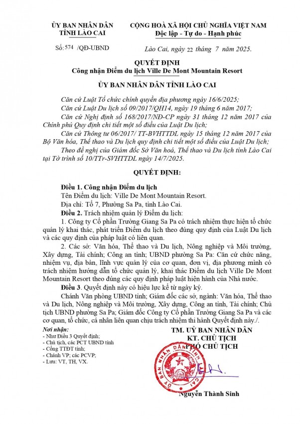 Ville De Mont Mountain Resort được công nhận là điểm du lịch mới tại Sa Pa