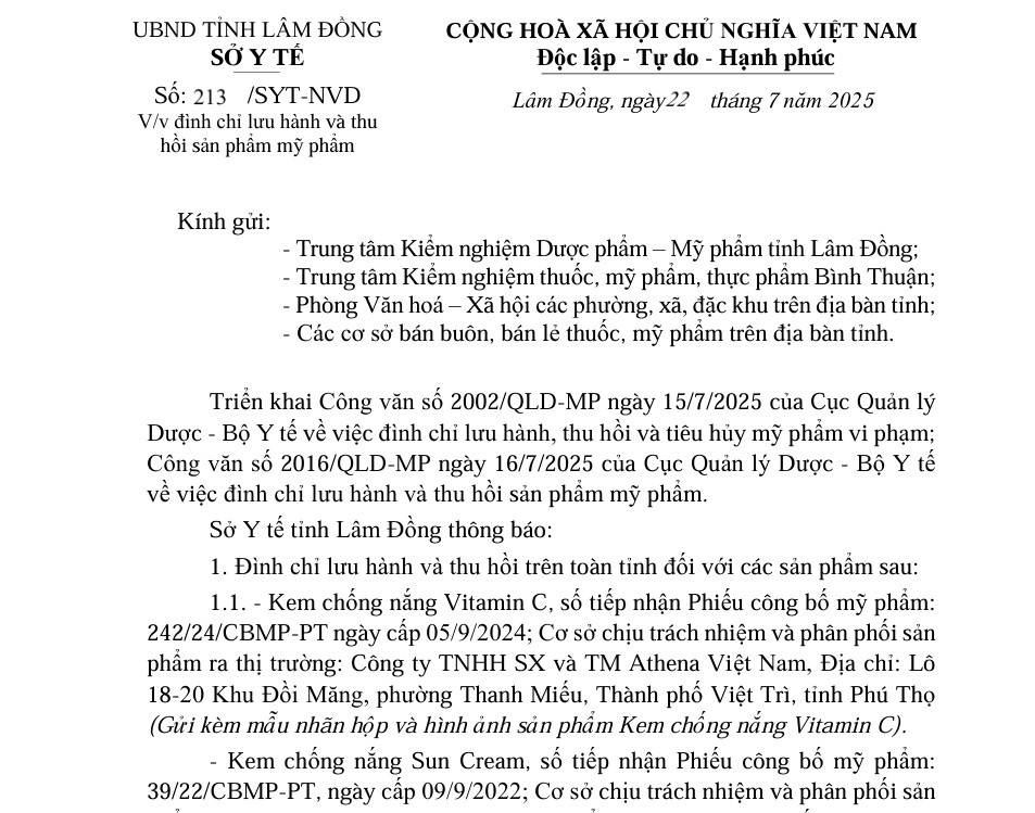 Sở Y tế Lâm Đồng yêu cầu các đơn vị liên quan phối hợp với các cơ quan chức năng trên địa bàn tăng cường công tác thanh tra, kiểm tra các cơ sở bán lẻ thuốc, mỹ phẩm, xử lý nghiêm... nếu vi phạm.