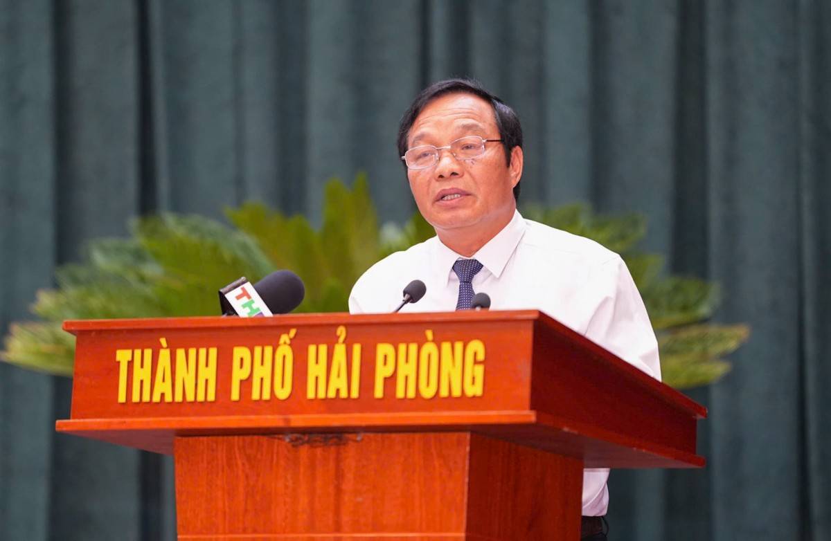 Chủ tịch HĐND thành phố Hải Phòng Lê Văn Hiệu phát biểu Chủ tịch HĐND thành phố Hải Phòng Lê Văn Hiệu phát biểu