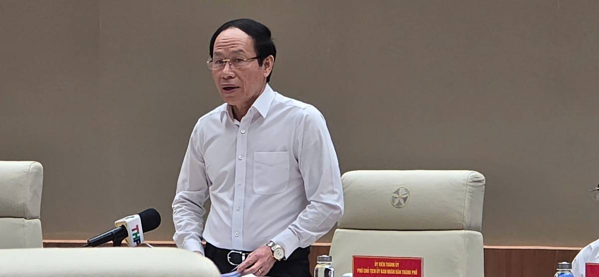 Bí thư Thành ủy Hải Phòng Lê Tiến Châu phát biểu