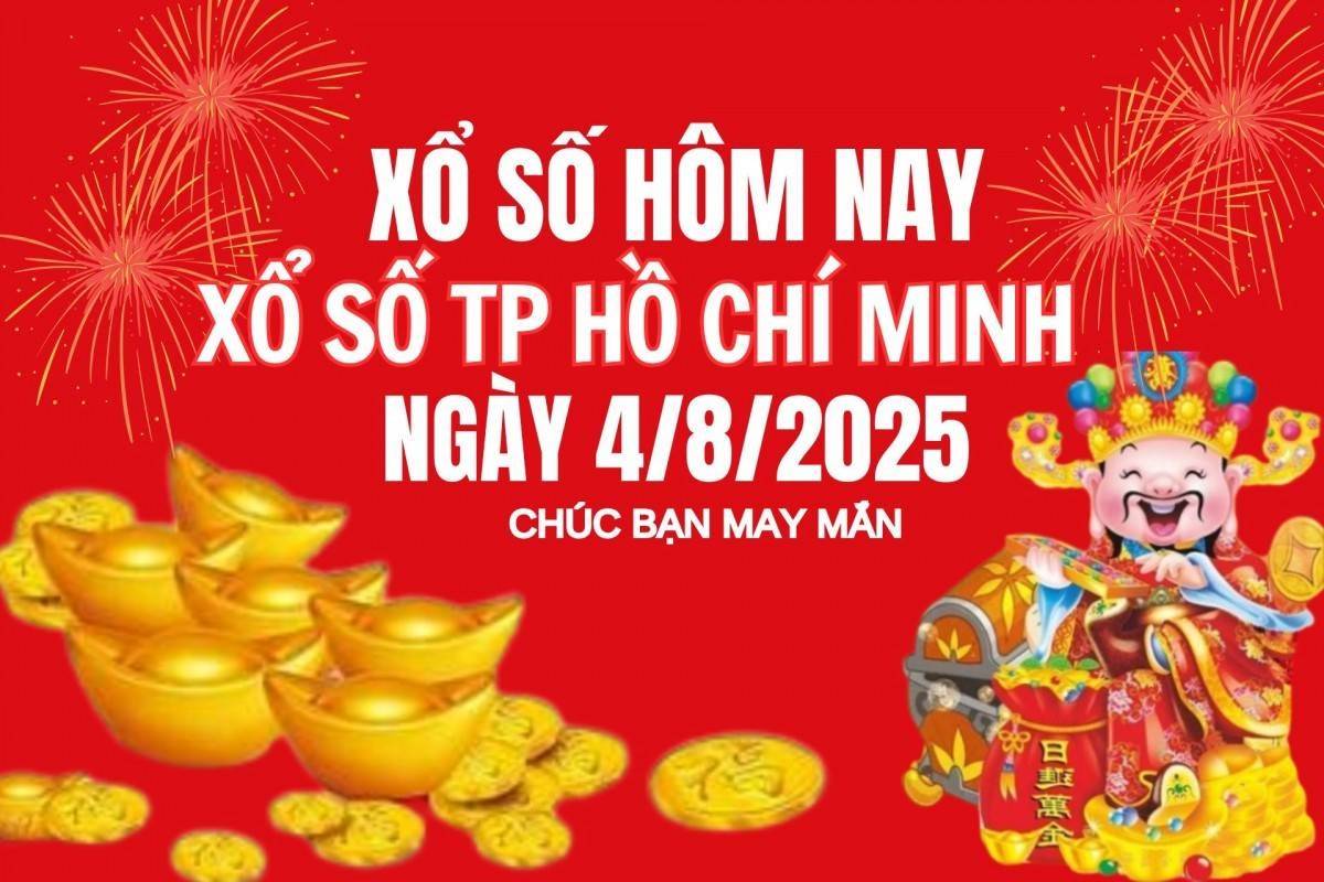XSHCM 4/8, Kết quả xổ số Hồ Chí Minh hôm nay 4/8/2025, Trực tiếp XSHCM ngày 4 tháng 8