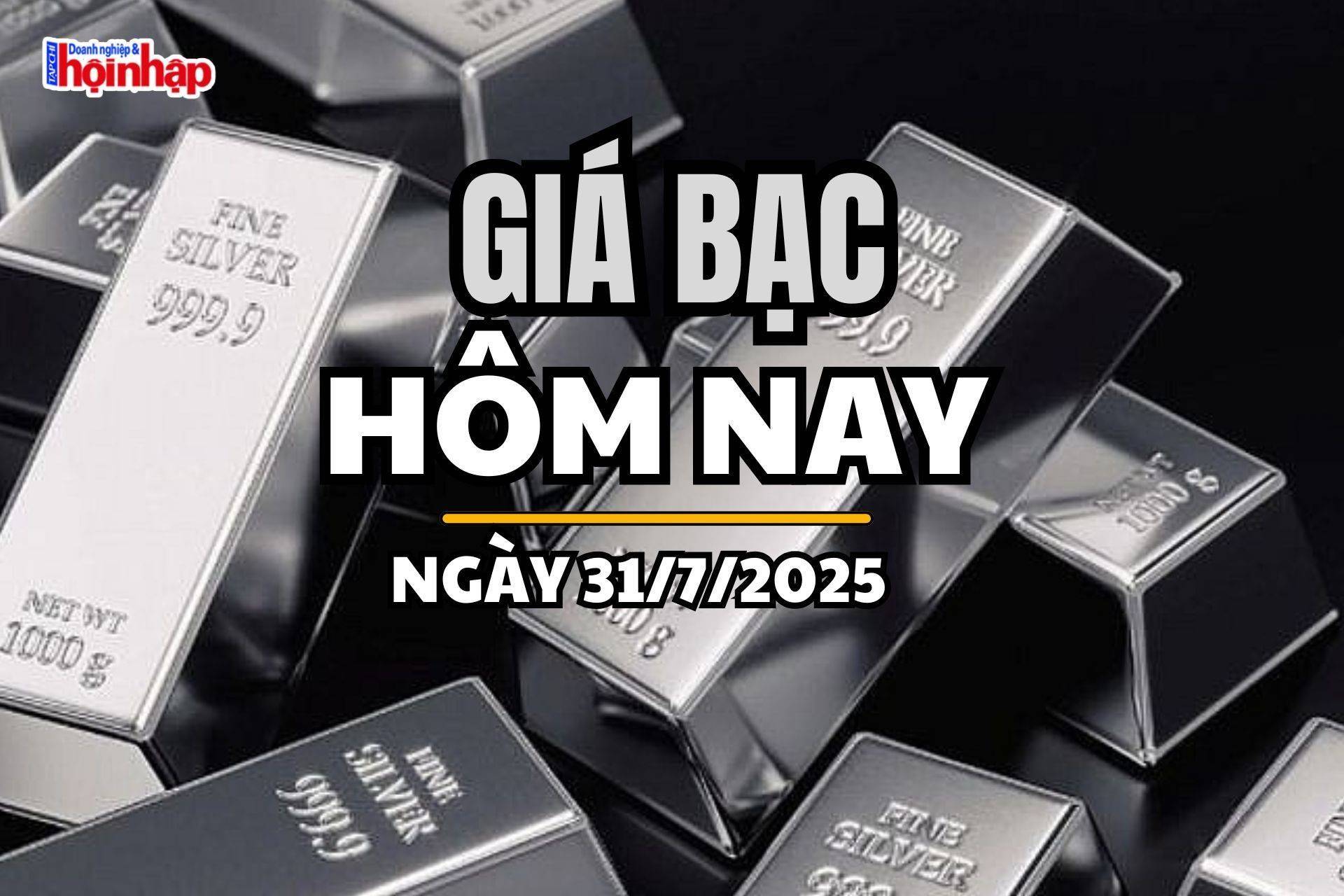 Giá bạc hôm nay 31/7/2025: Giá bạc trong nước và thế giới đồng loạt lao dốc