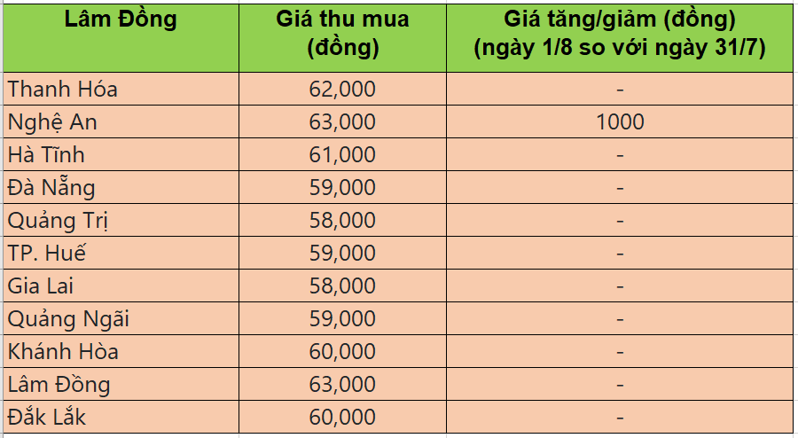 Bảng giá heo hơi tại miền Trung - Tây nguyên hôm nay 1/8/2025