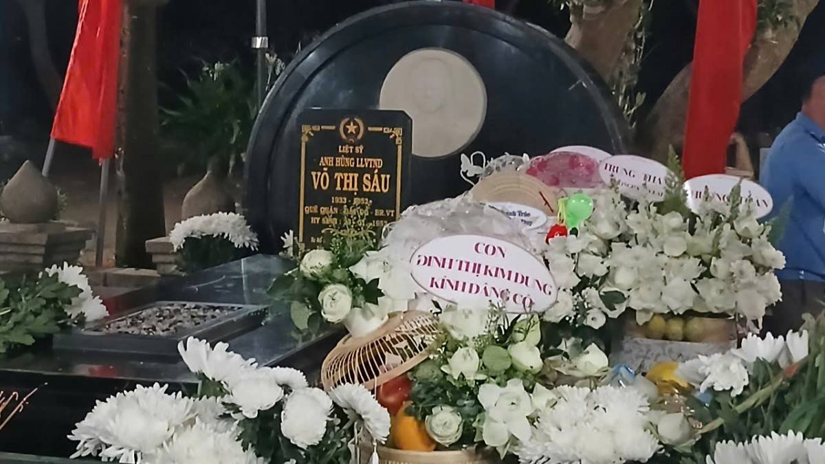 Phần mộ Anh hùng Liệt sĩ Võ Thị Sáu tại khu B, Nghĩa trang Liệt sĩ Hàng Dương.