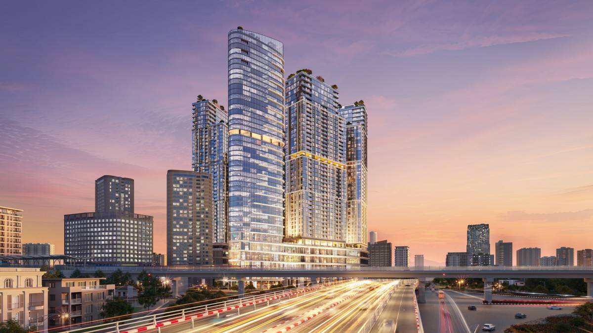 Khu vườn Hạnh Phúc nằm trong lòng 5 tòa tháp biểu tượng của Sun Feliza Suites. Ảnh: Sun Property