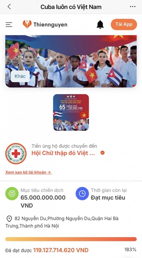 119 tỷ đồng sau 2 ngày phát động: Nghĩa tình Việt Nam – Cuba lan tỏa mạnh mẽ