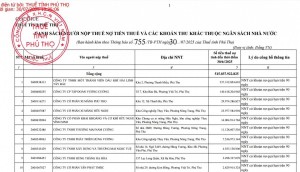 Hải Linh Tây Bắc và Vương Cường liên tiếp dẫn đầu danh sách nợ thuế ở Phú Thọ