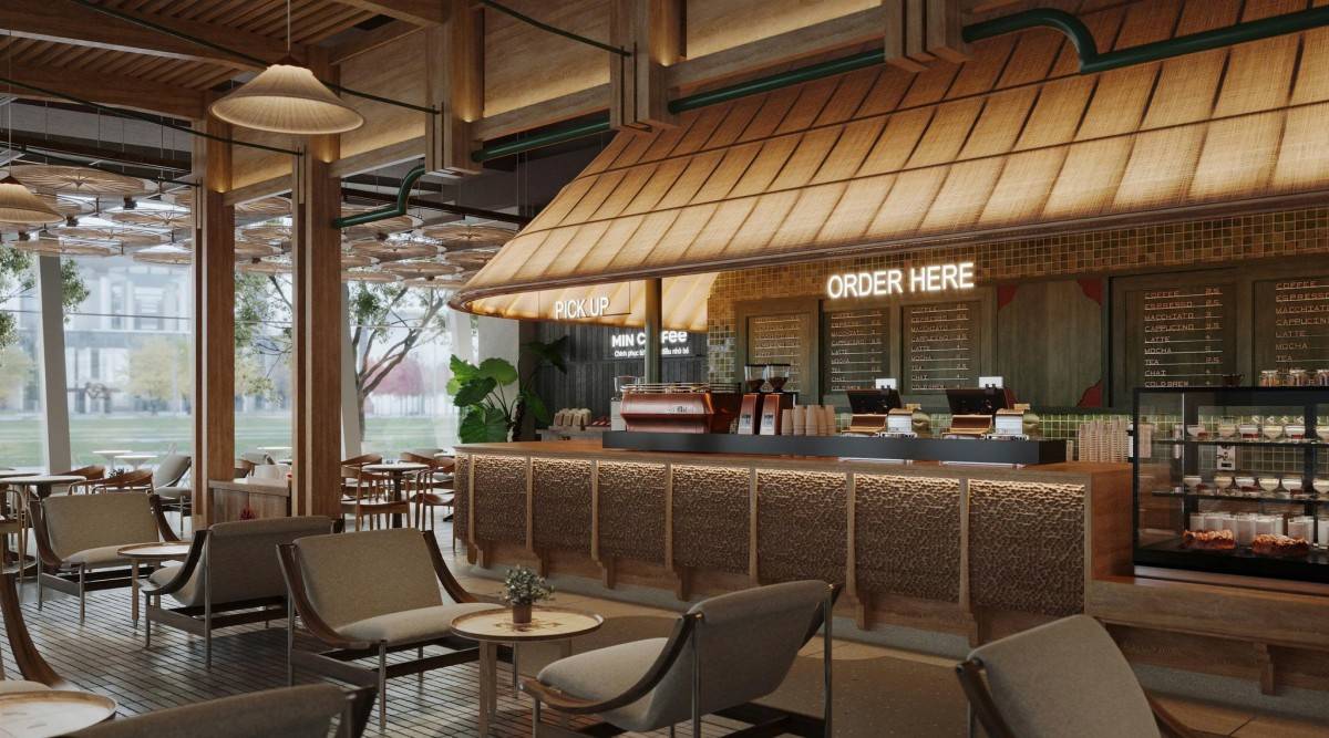 Không gian đậm chất Á Đông tại Min Coffee bên trong Vincom Mega Mall Ocean City