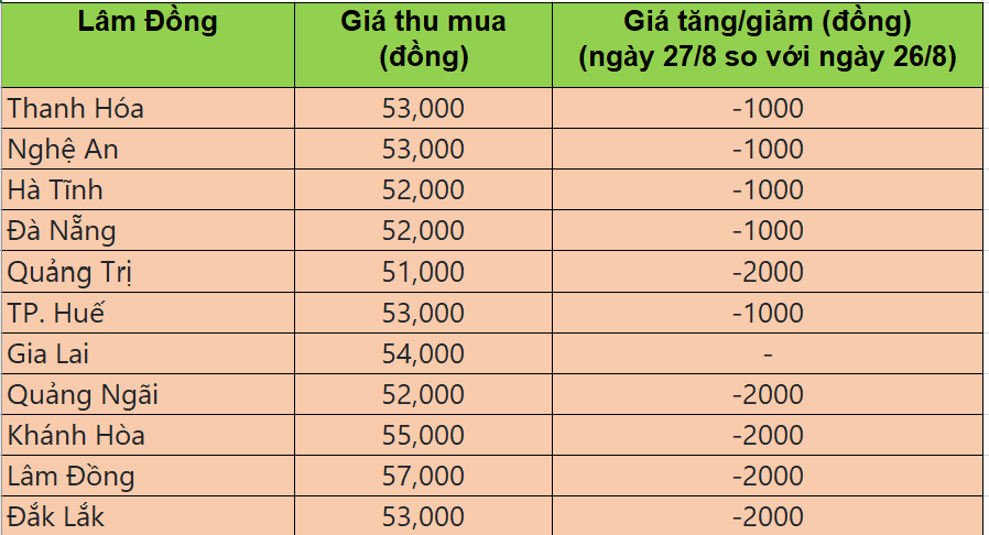 Bảng giá heo hơi tại miền Trung - Tây nguyên hôm nay 27/8/2025