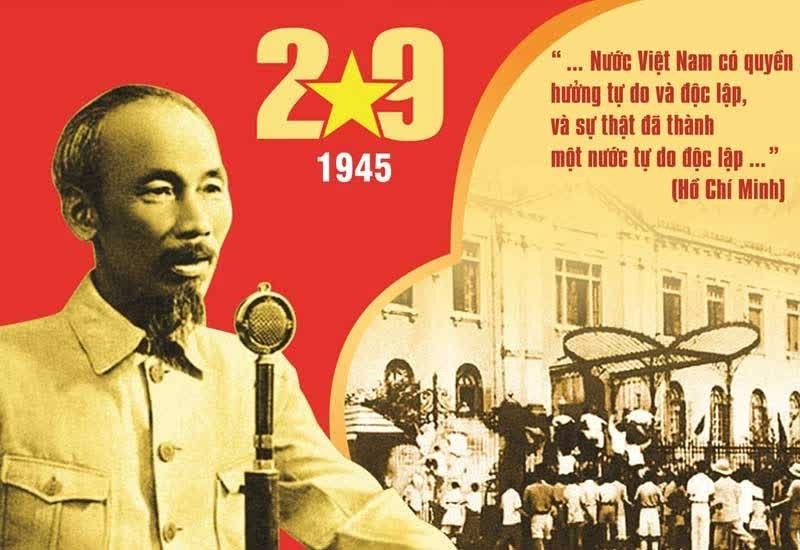 Ngày 2/9/1945 tại Quảng trường Ba Đình, Chủ tịch Hồ Chí Minh đọc Tuyên ngôn Độc lập, khai sinh nước Việt Nam Dân chủ Cộng hòa.  Ngày 2/9/1945 tại Quảng trường Ba Đình, Chủ tịch Hồ Chí Minh đọc Tuyên ngôn Độc lập, khai sinh nước Việt Nam Dân chủ Cộng hòa.