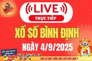 Xổ số Bình Định hôm nay ngày 4/9/2025 - XSBDI 4/9 - Kết quả xổ số Bình Định hôm nay