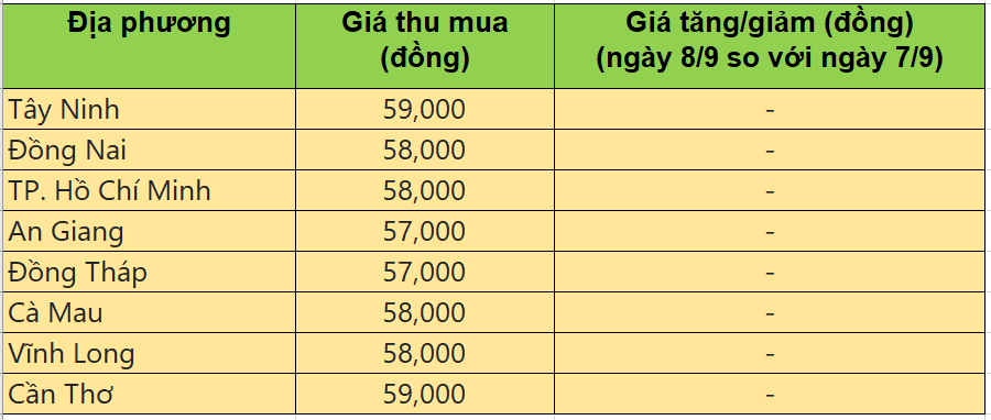 Bảng giá heo hơi tại miền Nam hôm nay 8/9/2025