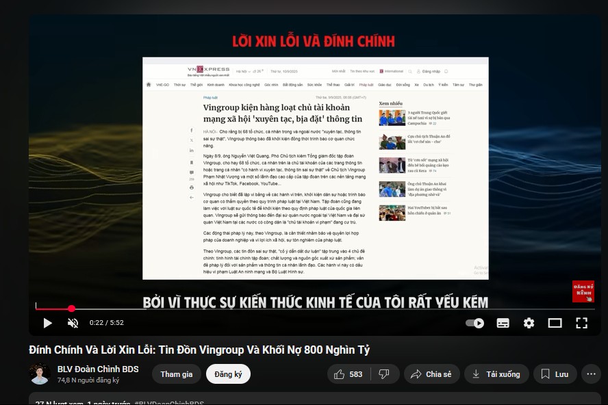 Vingroup khởi kiện 68 đơn vị, cá nhân: Những lời xin lỗi "muộn màng"