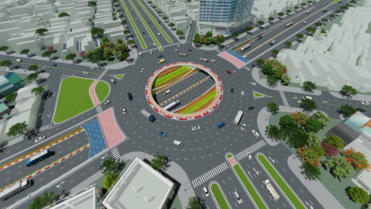 Phối cảnh nút giao đường Bùi Viện - Lê Hồng Phong (hầm chui đường Bùi Viện)