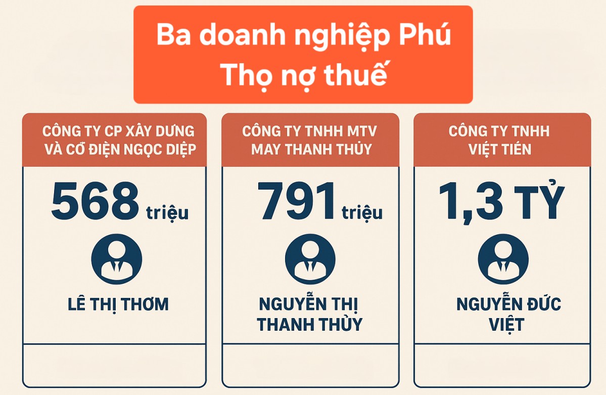Ba doanh nghiệp Phú Thọ có nguy cơ bị tạm hoãn xuất cảnh do nợ thuế