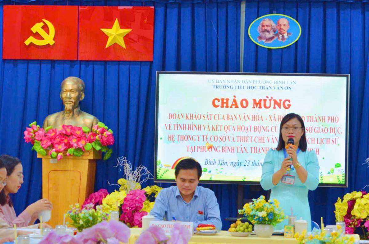 Cô Phạm Thị Hoà- Hiệu trưởng trường Tiểu học Trần Văn Ơn, có những kiến nghị và đề suất tới TP