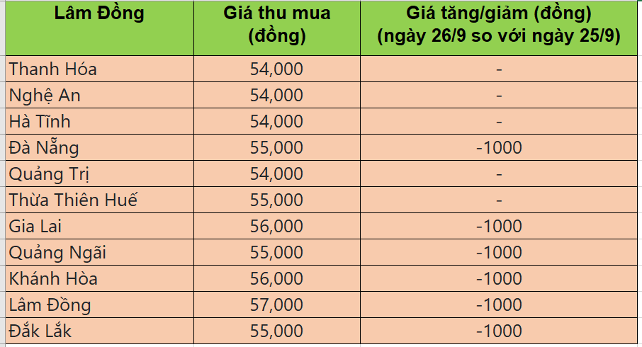 Bảng giá heo hơi tại miền Trung - Tây Nguyên hôm nay 26/9/2025