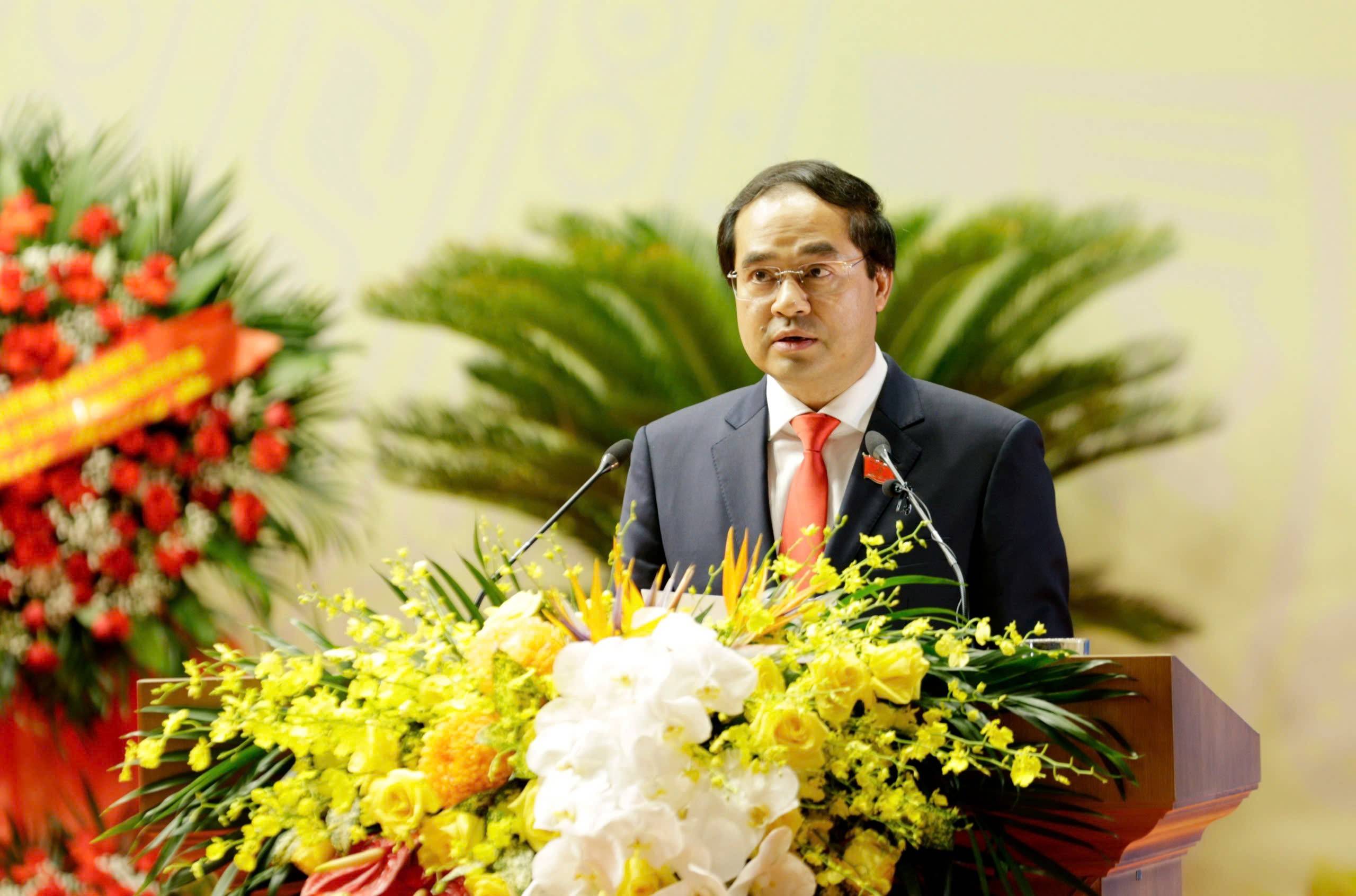 Đồng chí Trịnh Xuân Trường - Bí thư - Chủ tịch HĐND tỉnh Lào Cai phát biểu khai mạc Đại hội