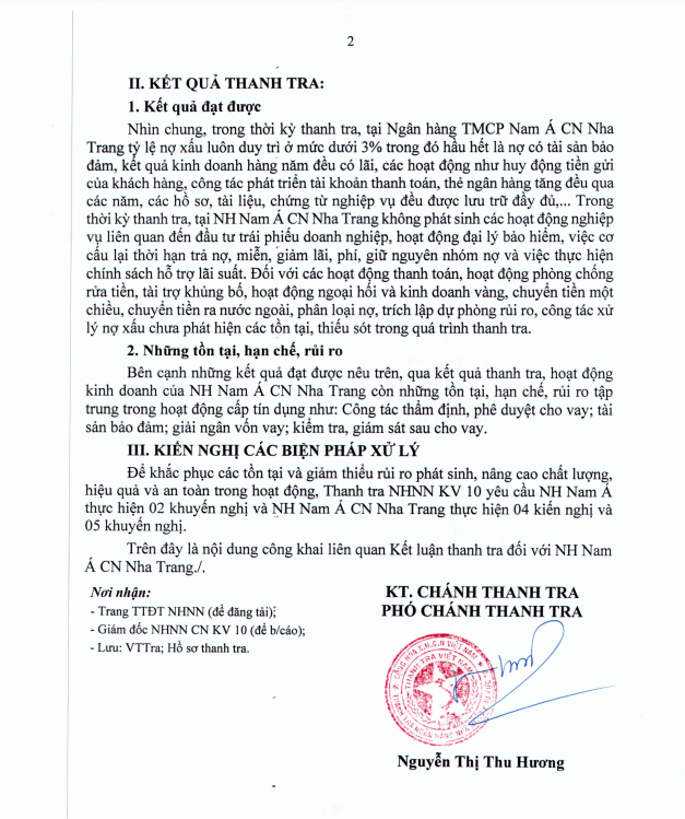 Nam A Bank Nha Trang còn tồn tại rủi ro trong hoạt động tín dụng