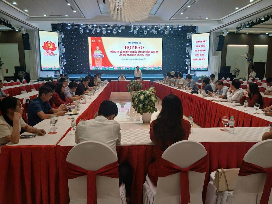 Nghệ An tổ chức họp báo thông tin về Đại hội đại biểu Đảng bộ tỉnh Nghệ An lần thứ XX, nhiệm kỳ 2025 – 2030